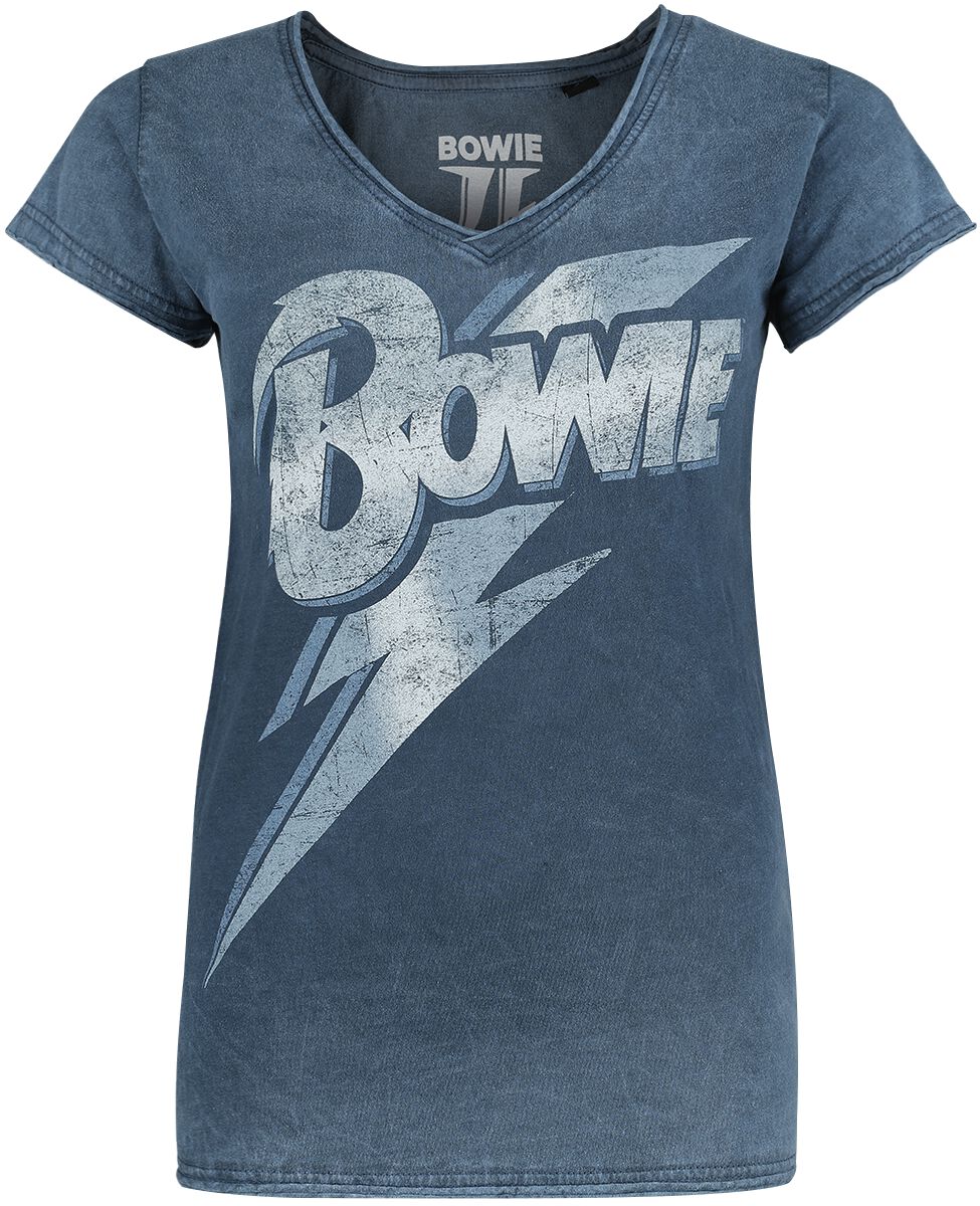 David Bowie T-Shirt - Lightning Bolt - S bis XXL - für Damen - Größe L - blau  - Lizenziertes Merchandise! von David Bowie
