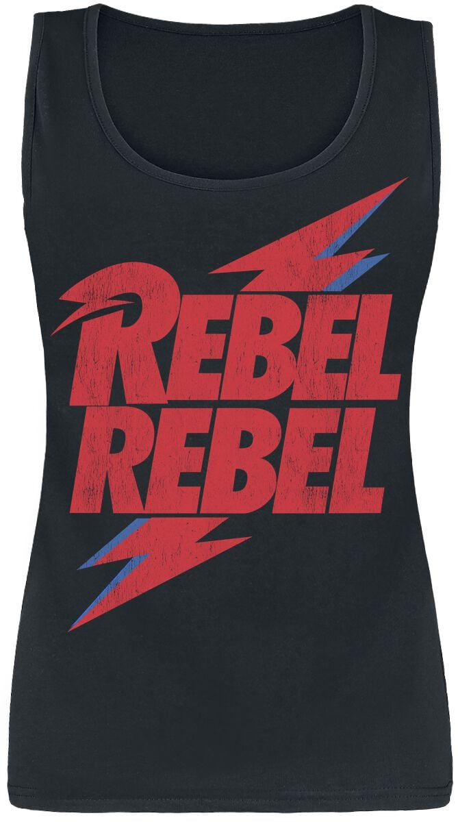 David Bowie Top - Rebel Rebel - XL - für Damen - Größe XL - schwarz  - Lizenziertes Merchandise! von David Bowie