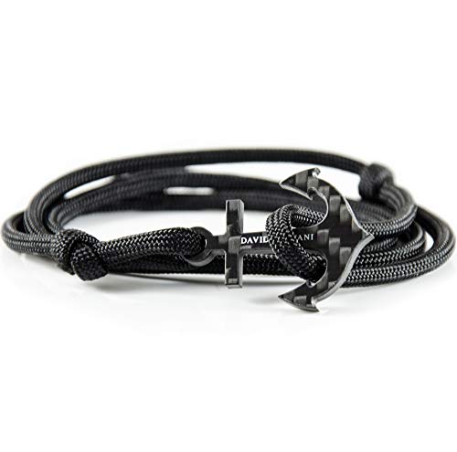 David Galvani | Kohlenstoff Carbon Anker Armband aus Paracord Nylon Herren Cord Bracelet Schwarz Schmuck Black (19) von David Galvani