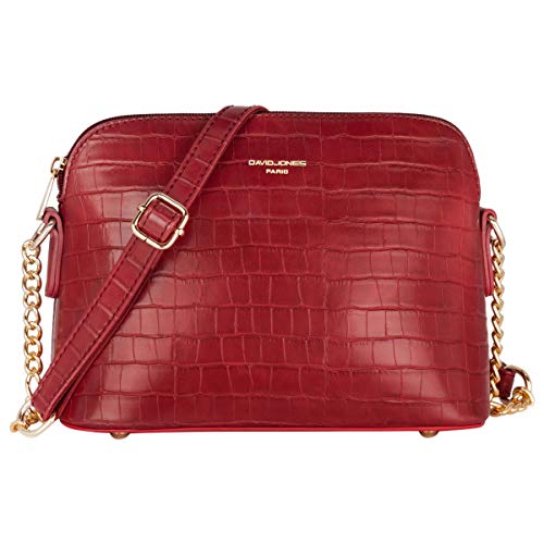 David Jones - Damen Krokodil Umhängetasche - Frau Kroko PU Leder Kleine Handtasche - Kette Tasche Schultertasche Abendtasche - Crossbody Bag Zip Reißverschluss - Handy City Party Clutch Mode - Rot von David Jones