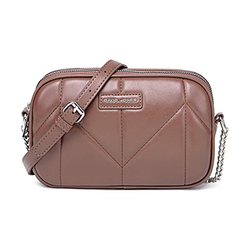 David Jones - Dämen Kleine Umhängetasche - Frau Mini Handtasche PU Leder - Handy Tasche Multi Taschen Reißverschluss - Kette Crossbody Bag Viele Fächer - Abendtasche Clutch Party Elegant - Alt Rosa von David Jones