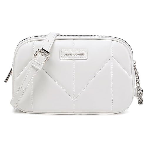 David Jones - Dämen Kleine Umhängetasche - Frau Mini Handtasche PU Leder - Handy Tasche Multi Taschen Reißverschluss - Kette Crossbody Bag Viele Fächer - Abendtasche Clutch Party Elegant - Weiß von David Jones