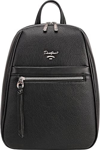 David Jones - Damen Backpack – PU Leder Mädchen Shoulder Bag – City Satchel Handle Pocket Zip Close – Fashion Backpack Fashion Young Chic Trend, Schwarz , One size von David Jones