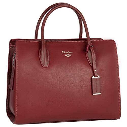 David Jones - Damen Große Handtasche Henkeltasche - Tote Shopper PU Leder - Schultertasche Viele Fächer Multi Pocket - Zip Umhängetasche - Frau Elegante City Tasche - Mode Arbeit Büro - Rot von David Jones