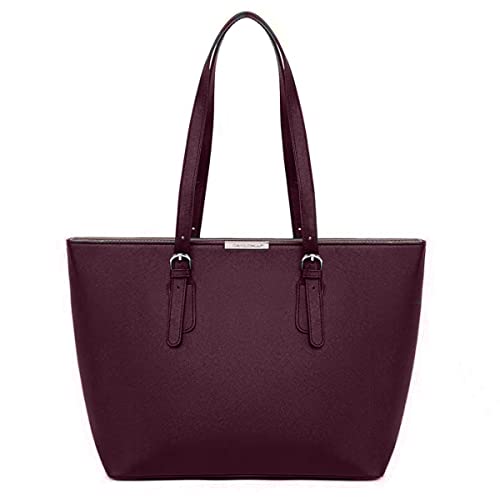 David Jones - Damen Shopper Handtasche - Frau Henkeltasche Große Tote PU Leder - Tasche Schultertasche Büro Schule Einkauf Shopping Bag - Large Aktentasche Arbeitstasche A4 Laptop Elegant Bordeaux Rot von David Jones