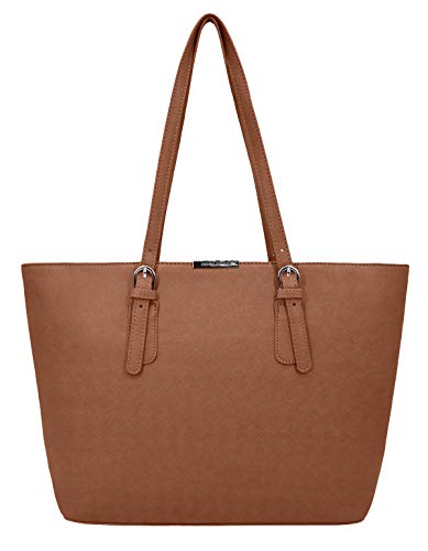 David Jones - Damen Shopper Handtasche - Frau Henkeltasche Große Tote PU Leder - Tasche Schultertasche Büro Schule Einkauf Shopping Bag - Large Aktentasche Arbeitstasche A4 Laptop Elegant Kamel Braun von David Jones