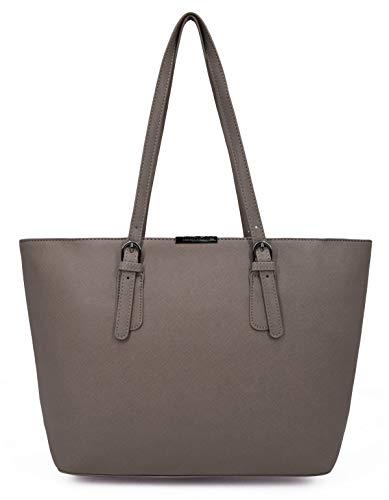 David Jones - Damen Shopper Handtasche - Frau Henkeltasche Große Tote PU Leder - Tasche Schultertasche Büro Schule Einkauf Shopping Bag - Large Aktentasche Arbeitstasche A4 Laptop Elegant Taupe Braun von David Jones