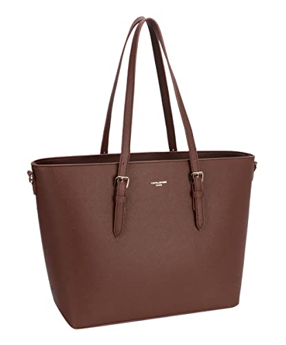 David Jones - Damen Große Shopper Tote - Schultertasche Arbeit Handtasche - PU Leder Henkeltasche - Frau Aktentasche Arbeitstasche A4 Laptop Büro Schule Tasche Shopping Bag Studenten - Braun von David Jones