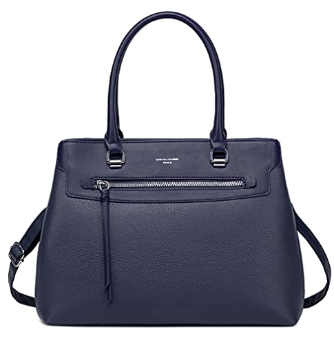 David Jones - Damen Handtasche Elegante - Frau Henkeltasche PU Leder - Schultertasche Tote Shopper Tasche - Mehrere Fächer Viele Taschen - Umhängetasche Alltags Mode Klassisch Stadt Arbeit - Blau von David Jones