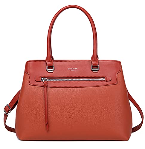 David Jones - Damen Handtasche Elegante - Frau Henkeltasche PU Leder - Schultertasche Tote Shopper Tasche - Mehrere Fächer Viele Taschen - Umhängetasche Alltags Mode Klassisch Stadt Arbeit - Orange von David Jones