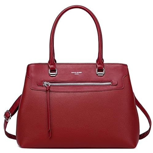 David Jones - Damen Handtasche Elegante - Frau Henkeltasche PU Leder - Schultertasche Tote Shopper Tasche - Mehrere Fächer Viele Taschen - Umhängetasche Alltags Mode Klassisch Stadt Arbeit - Rot von David Jones