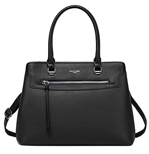 David Jones - Damen Handtasche Elegante - Frau Henkeltasche PU Leder - Schultertasche Tote Shopper Tasche - Mehrere Fächer Viele Taschen - Umhängetasche Alltags Mode Klassisch Stadt Arbeit - Schwarz von David Jones