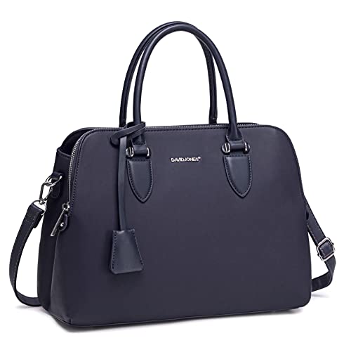 David Jones - Damen Handtasche Henkeltasche - Frau PU Leder Schultertasche - Elegante Tote Shopper Tasche - Umhängetasche Viele Fächer Zip Multi Taschen - Alltags Mode Arbeit Stadt City - Dunkelblau von David Jones