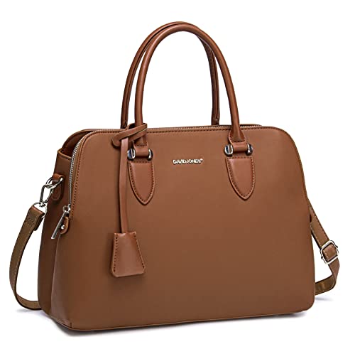 David Jones - Damen Handtasche Henkeltasche - Frau PU Leder Schultertasche - Elegante Tote Shopper Tasche - Umhängetasche Viele Fächer Zip Multi Taschen - Alltags Mode Arbeit Stadt City - Kamel Braun von David Jones