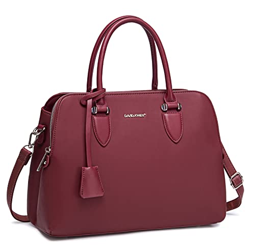 David Jones - Damen Handtasche Henkeltasche - Frau PU Leder Schultertasche - Elegante Tote Shopper Tasche - Umhängetasche Viele Fächer Zip Multi Taschen - Alltags Mode Arbeit Stadt City - Rot von David Jones