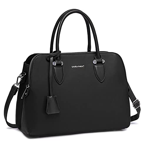 David Jones - Damen Handtasche Henkeltasche - Frau PU Leder Schultertasche - Elegante Tote Shopper - Umhängetasche Viele Fächer Zip Multi Taschen - Alltags Mode Arbeit Stadt City - Schwarz von David Jones