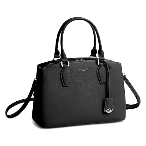 David Jones - Damen Handtasche - PU Leder Schultertasche - Henkeltasche Mehrere Fächer mit 3 Taschen - Citytasche Umhängetasche Elegante Klassische Schicke - Schwarz von David Jones