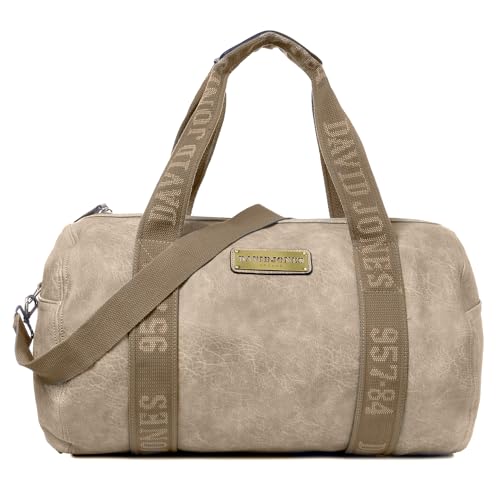 David Jones - Damen Herren Reisetasche Handgepäck Weekender - Duffle Travel Bag PU Leder - Sporttasche Fitness Gym Tasche - Große Kapazität Multifunktionale Schultertasche Umhängetasche - Beige von David Jones