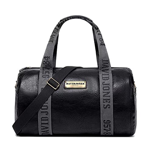 David Jones - Damen Herren Reisetasche Handgepäck Weekender - Duffle Travel Bag PU Leder - Sporttasche Fitness Gym Tasche - Große Kapazität Multifunktionale Schultertasche Umhängetasche - Schwarz von David Jones