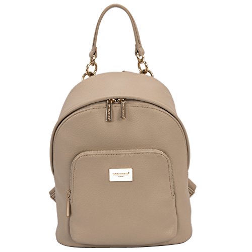 David Jones - Damen Kleine Rucksack Backpack - Frauen Weiches PU Leder Daypack - Casual City Mode Tagerucksack Schultasche Schulranzen Schulrucksack - Damenrucksack Städt Mädchen Fashion - Taupe Beige von David Jones