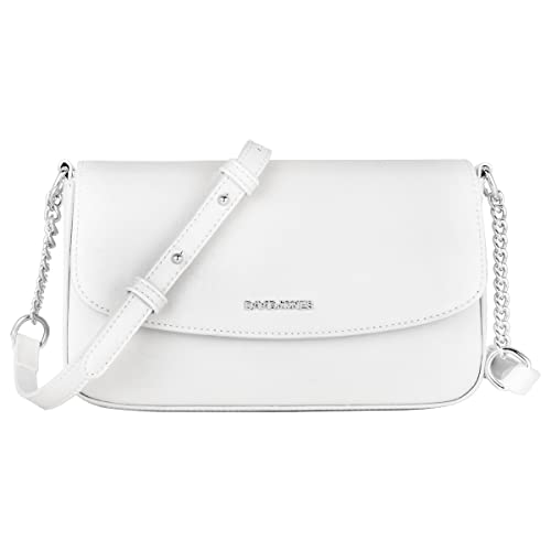 David Jones - Kleine Umhängetasche Damen - Crossbody Bag PU Leder - Frau Kette Schultertasche Rechteckige Tasche - Abendtasche Handy Handtasche Clutch Kettentasche - Elegant Reise Party - Weiß von David Jones