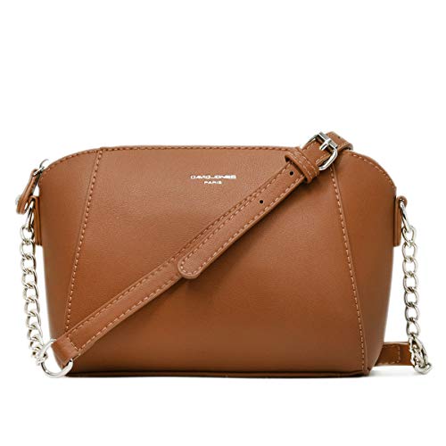David Jones - Damen Kleine Umhängetasche - Frauen Handtasche Klein PU Leder - Schultertasche Crossbody Bag - Kette Tasche - Abendtasche Clutch Pochette Party Handy Alltag Mode Elegante - Kamel Braun von David Jones