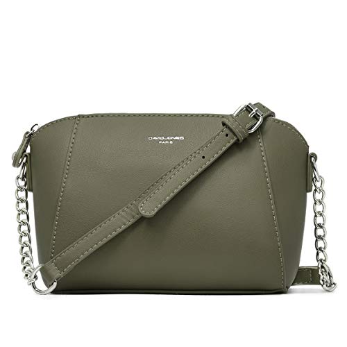 David Jones - Damen Kleine Umhängetasche - Frauen Handtasche Klein PU Leder - Schultertasche Crossbody Bag - Kette Tasche - Abendtasche Clutch Pochette Party Handy Alltag Mode Elegante - Khaki Grün von David Jones