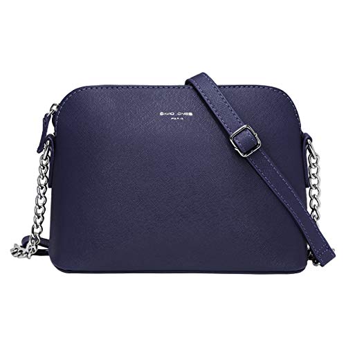 David Jones - Damen Kleine Umhängetasche - Frau Handtasche PU Leder - Tasche Kette Schultertasche Crossbody Bag - Abendtasche Zip Reißverschluss - Party Handy City Clutch Mode Elegant - Blau von David Jones