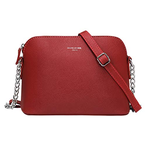 David Jones - Damen Kleine Umhängetasche - Frau Handtasche PU Leder - Tasche Kette Schultertasche Crossbody Bag - Abendtasche Zip Reißverschluss - Party Handy City Clutch Mode Elegant - Rot von David Jones