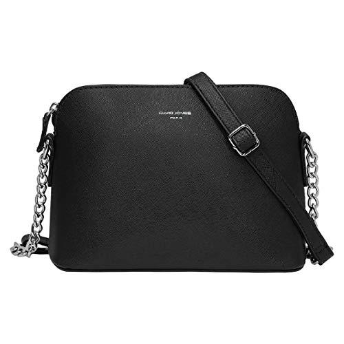 David Jones - Damen Kleine Umhängetasche - Frau Handtasche PU Leder - Tasche Kette Schultertasche Crossbody Bag - Abendtasche Zip Reißverschluss - Party Handy City Clutch Mode Elegant - Schwarz von David Jones