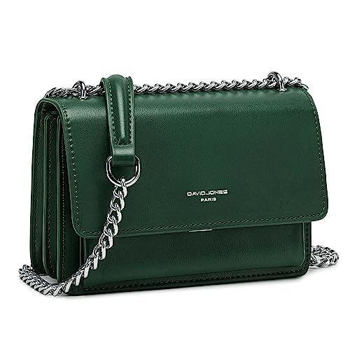 David Jones - Damen Kleine Umhängetasche - Frau Ketten Schultertasche PU Leder - Handtasche Mini Crossbody Bag mit Klappe - Handy Party Tasche Kettentasche Abendtasche Mode Trend - Grün von David Jones