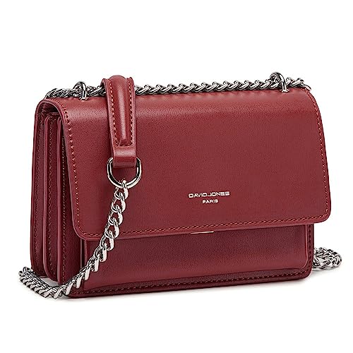 David Jones - Damen Kleine Umhängetasche - Frau Ketten Schultertasche PU Leder - Handtasche Mini Crossbody Bag mit Klappe - Handy Party Tasche Kettentasche Abendtasche Mode Trend - Rot von David Jones