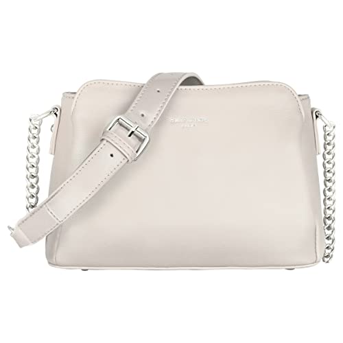 David Jones - Damen Kleine Umhängetasche - Frau Schultertasche PU Leder - Kette Handtasche Crossbody Bag Viele Fächern Taschen Abendtasche Handy Clutch Pochette Elegante Kettentasche Gebrochenes Weiß von David Jones