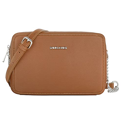 David Jones - Damen Kleine Umhängetasche - Frau Quadratische Handtasche PU Leder - Kette Schultertasche Elegant Crossbody Bag - Handy Tasche Mini Abendtasche Party Clutch Pochette Mode - Kamel Braun von David Jones