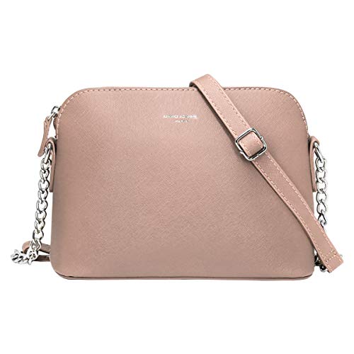 David Jones - Damen Kleine Umhängetasche - Frau Handtasche PU Leder - Tasche Kette Schultertasche Crossbody Bag - Abendtasche Zip Reißverschluss - Party Handy City Clutch Mode Elegant - Rosa von David Jones