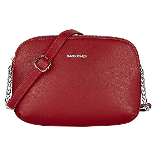 David Jones - Damen Mittelgroße Umhängetasche Viele Fächer - Frau Kleine Schultertasche Zip Reißverschluss PU Leder - Multi Taschen Handtasche - Messenger Crossbody Bag Handy Praktisch Mode - Rot von David Jones