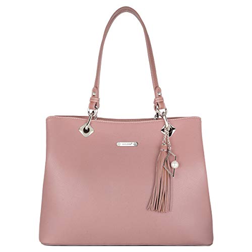 David Jones - Damen Schultertasche Weiche PU Leder - Frauen Große Tote Shopper Bag Lange Henkel - Handtasche Henkeltasche Tragetasche Elegante Arbeit City Alltags Shopping Reise Mode - Rosa von David Jones