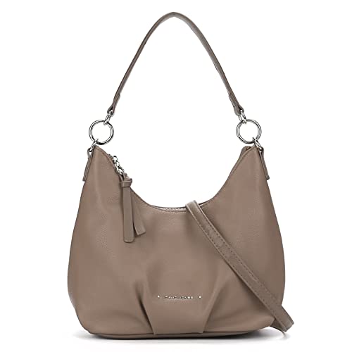 David Jones - Damen Hobo Schultertasche - Frau Handtasche PU Leder - Umhängetasche Mittelgroße Lange Henkel - Tasche Beuteltasche Schultergurt - Designer Retro Einfache Klassische Elegante - Beige von David Jones