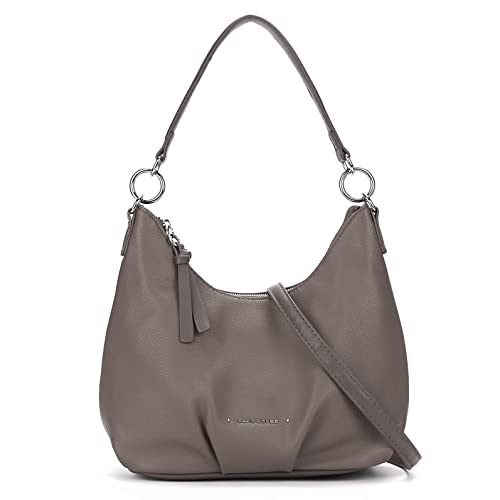 David Jones - Damen Hobo Schultertasche - Frau Handtasche PU Leder - Umhängetasche Mittelgroße Lange Henkel - Tasche Beuteltasche Schultergurt - Designer Retro Einfache Klassische Elegante - Grau von David Jones