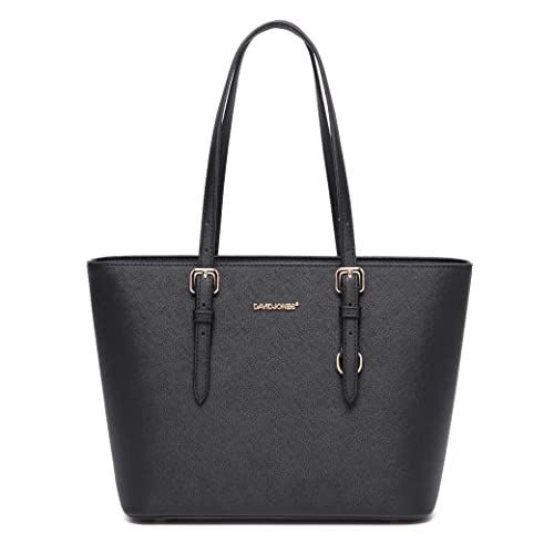 David Jones - Damen Shopper Handtasche - Frau Henkeltasche Mittlere Große Tote PU Leder - Tasche Schultertasche Büro Schule Einkauf Shopping Bag - Aktentasche Arbeitstasche Elegant Alltags - Schwarz von David Jones