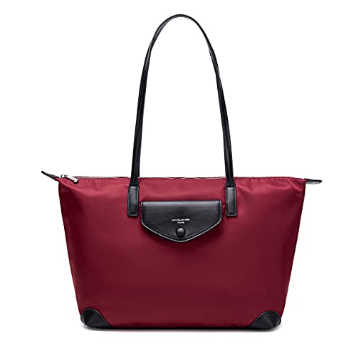 David Jones - Damen Tote Shopper Nylon wasserdichte Handtasche - Tragetasche Schultertasche - Shopping Bag Große Kapazität - Umhängetasche Schultertasche Casual Arbeit Reise - Rot von David Jones