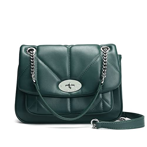 David Jones - Damen Umhängetasche Gesteppte - Frau Elegante Handtasche PU Leder - Kleine Tasche Crossbody Bag Schultertasche - Kette Abdentasche Clutch Pochette Mode Handy Party - Grün von David Jones