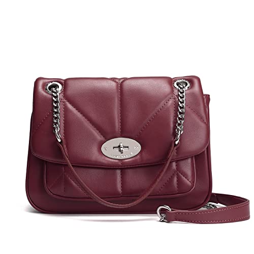 David Jones - Damen Umhängetasche Gesteppte - Frau Elegante Handtasche PU Leder - Kleine Tasche Crossbody Bag Schultertasche - Kette Abdentasche Clutch Pochette Mode Handy Party - Rot von David Jones