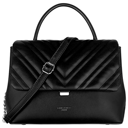 David Jones - Damen Umhängetasche - Frau Handtasche Gesteppte PU Leder - Steppmuster Tasche Mittelgroße Schultertasche - Top Griff Henkeltasche Elegante Satchel Crossbody Bag Mode Party - Schwarz von David Jones