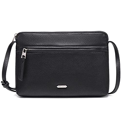 David Jones - Damen Umhängetasche - Kleine Flache Handtasche PU Leder - Tasche Klassiche Elegante Beuteltasche Reise Shopping Handytasche Arbeit Clutch Party - Schwarz von David Jones