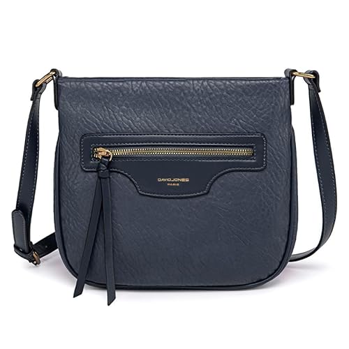 David Jones - Damen-Umhängetasche mit Reißverschluss – Handtasche / Schultertasche aus PU-Leder mit mehreren Taschen – elegant, praktisch, klassisch, blau, Einheitsgröße von David Jones