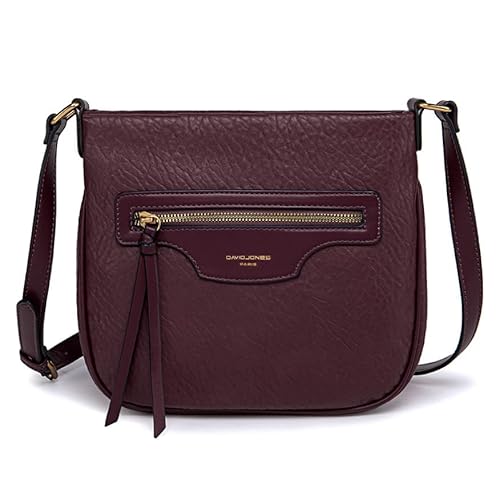 David Jones - Damen-Umhängetasche mit Reißverschluss – Handtasche / Schultertasche aus PU-Leder mit mehreren Taschen – elegant, praktisch, klassisch, violett, Einheitsgröße von David Jones