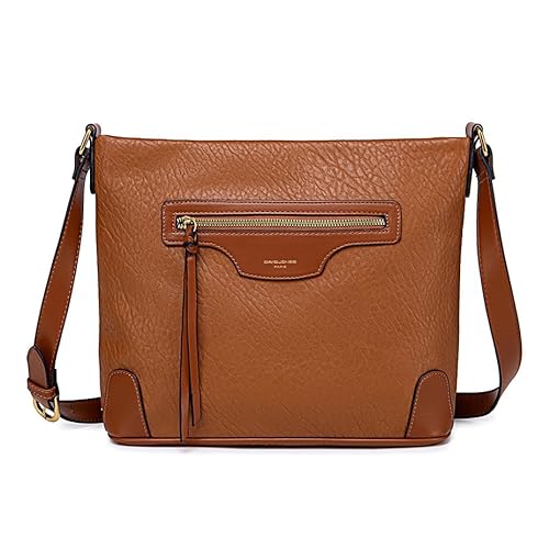 David Jones - Damen-Umhängetasche mit mehreren Taschen – Messenger-Tasche / Schultertasche / Schultertasche aus Kunstleder – Tasche mit mehreren Reißverschlüssen – Messenger-Tasche – elegante von David Jones