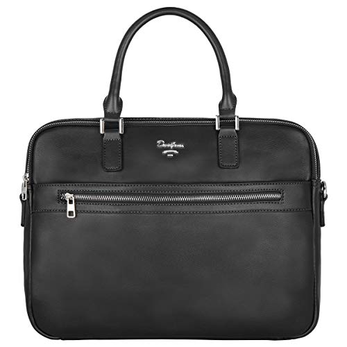 David Jones - Herren Aktentasche - Mann Business Tasche PU Leder Arbeitstasche - 15 Zoll Laptoptasche Große Umhängetasche - A4 Schultertasche Henkeltasche Handtasche Messenger Arbeit Büro - Schwarz von David Jones