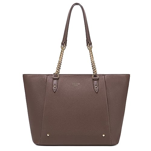 David Jones - Handtasche / Einkaufstasche für Damen – große Einkaufstasche, A4, Arbeit, großes Fassungsvermögen, weiches PU-Leder, Shopper mit langen Griffen, elegante Tote Bag, braun, one size, von David Jones